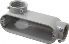 Cooper Crouse-Hinds - Form 5, LL Body, 1-1/2" Trade, EMT, IMC, Rigid Aluminum Conduit Body - Rectangle, 7.87" OAL, 35.8 cc Capacity, Gray - Exact Tooling