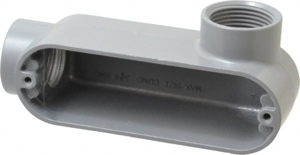 Cooper Crouse-Hinds - Form 5, LR Body, 1" Trade, IMC, Rigid Aluminum Conduit Body - Oval/Rectangle, 5.94" OAL, 12.2 cc Capacity, Silver - Exact Tooling