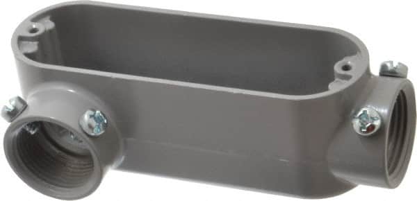 Cooper Crouse-Hinds - Form 5, LR Body, 1" Trade, EMT, IMC, Rigid Aluminum Conduit Body - Rectangle, 5.94" OAL, 12.2 cc Capacity, Gray - Exact Tooling