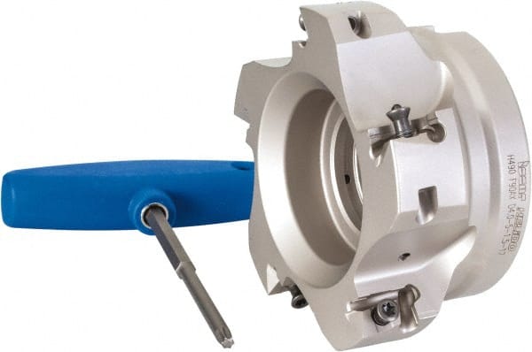 Iscar - 5 Inserts, 4" Cut Diam, 1-1/2" Arbor Diam, 0.642" Max Depth of Cut, Indexable Square-Shoulder Face Mill - 0/90° Lead Angle, 2" High, H490 AN.X 17 Insert Compatibility, Through Coolant, Series Helido - Exact Tooling