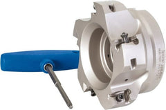 Iscar - 5 Inserts, 4" Cut Diam, 1-1/2" Arbor Diam, 0.642" Max Depth of Cut, Indexable Square-Shoulder Face Mill - 0/90° Lead Angle, 2" High, H490 AN.X 17 Insert Compatibility, Through Coolant, Series Helido - Exact Tooling