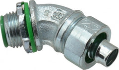 Cooper Crouse-Hinds - 3/8" Trade, Malleable Iron Threaded Angled Liquidtight Conduit Connector - Insulated - Exact Tooling
