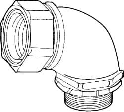 Cooper Crouse-Hinds - 1" Trade, Malleable Iron Threaded Angled Liquidtight Conduit Connector - Noninsulated - Exact Tooling