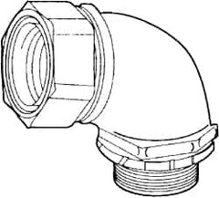 Cooper Crouse-Hinds - 1" Trade, Malleable Iron Threaded Angled Liquidtight Conduit Connector - Noninsulated - Exact Tooling