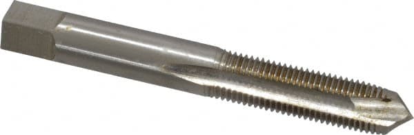 Interstate - 3/8-24 UNF, 3 Flute, Bright Finish, High Speed Steel Spiral Point Tap - Plug Chamfer, Right Hand Thread, 2-15/16" OAL, 1-1/4" Thread Length - Exact Tooling