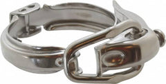 VNE - 1-1/2", Clamp Style, Sanitary Stainless Steel Pipe Hinged Clamp - Grade 304 - Exact Tooling