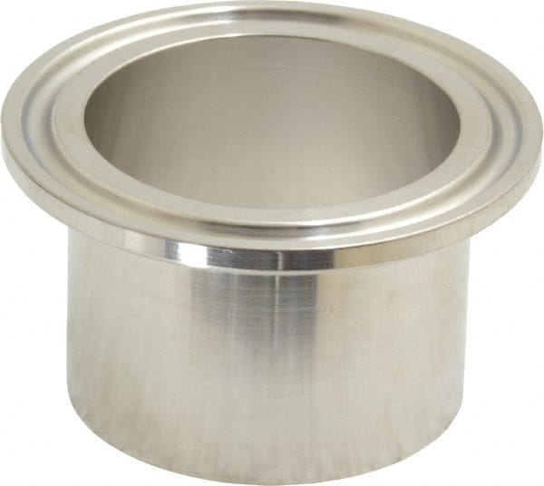 VNE - 1-1/2", Clamp Style, Sanitary Stainless Steel Pipe Welding Ferrule - Tube OD Connection, Grade 304 - Exact Tooling