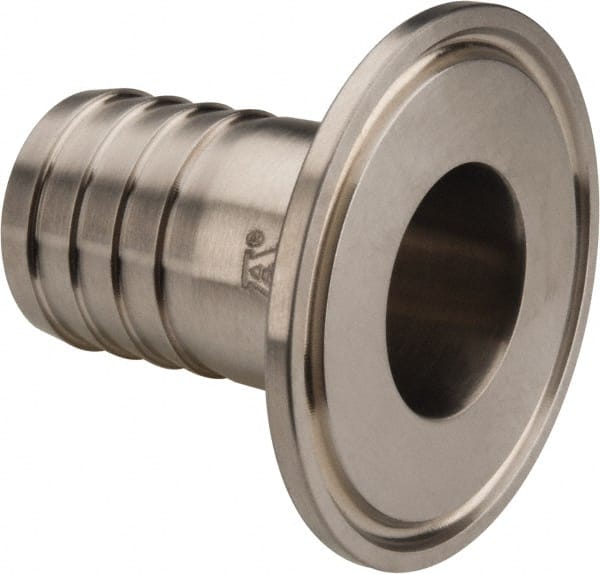 VNE - 1", Clamp Style, Sanitary Stainless Steel Pipe Rubber Hose Adapter - Tube OD Connection, Grade 316/316L - Exact Tooling