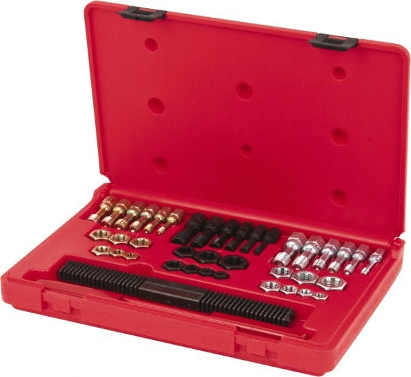 Lang - M6x1.00 to M12x1.75 Tap, M6x1.00 to M12x1.75 Die, Metric Coarse, Metric Fine, UNC, UNF, Tap and Die Set - Carbon Steel, Nonadjustable, 40 Piece Set with Plastic Case - Exact Tooling