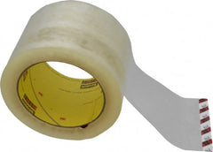 3M - 3" x 55 Yd Clear Rubber Adhesive Sealing Tape - Polypropylene Film Backing, 3.1 mil Thick, 70 Lb Tensile Strength, Series 375 - Exact Tooling