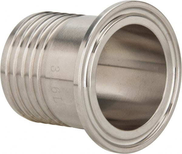 VNE - 1-1/2", Clamp Style, Sanitary Stainless Steel Pipe Rubber Hose Adapter - Tube OD Connection, Grade 316/316L - Exact Tooling
