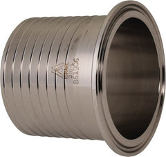 VNE - 2-1/2", Clamp Style, Sanitary Stainless Steel Pipe Rubber Hose Adapter - Tube OD Connection, Grade 316/316L - Exact Tooling