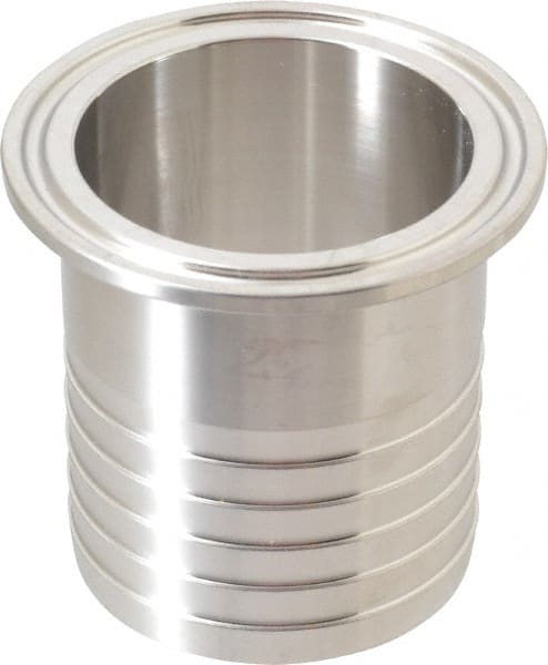 VNE - 2", Clamp Style, Sanitary Stainless Steel Pipe Rubber Hose Adapter - Tube OD Connection, Grade 304 - Exact Tooling