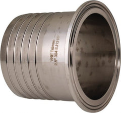 VNE - 2-1/2", Clamp Style, Sanitary Stainless Steel Pipe Rubber Hose Adapter - Tube OD Connection, Grade 304 - Exact Tooling