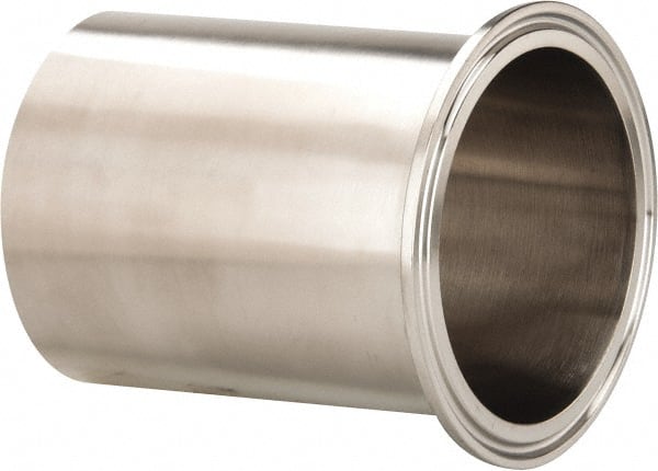 VNE - 3", Clamp Style, Sanitary Stainless Steel Pipe Long Tank Welding Ferrule - Tube OD Connection, Grade 316/316L - Exact Tooling