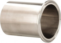 VNE - 3", Clamp Style, Sanitary Stainless Steel Pipe Long Tank Welding Ferrule - Tube OD Connection, Grade 316/316L - Exact Tooling