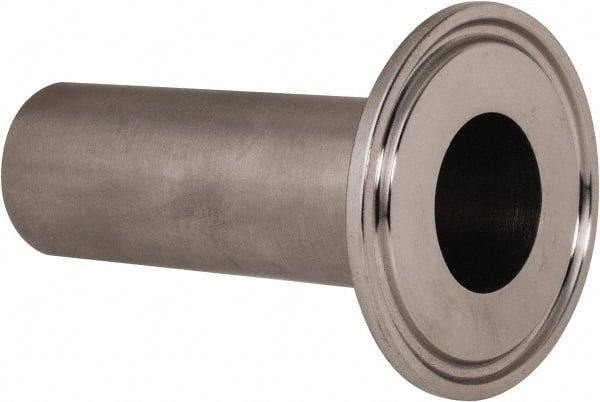 VNE - 1", Clamp Style, Sanitary Stainless Steel Pipe Long Tank Welding Ferrule - Tube OD Connection, Grade 304 - Exact Tooling