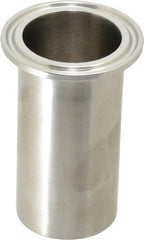VNE - 1-1/2", Clamp Style, Sanitary Stainless Steel Pipe Long Tank Welding Ferrule - Tube OD Connection, Grade 304 - Exact Tooling
