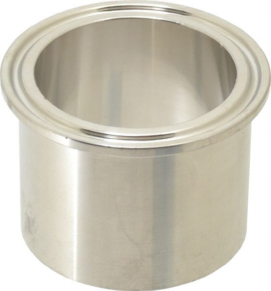 VNE - 2", Clamp Style, Sanitary Stainless Steel Pipe Tank Welding Ferrule - Tube OD Connection, Grade 304 - Exact Tooling