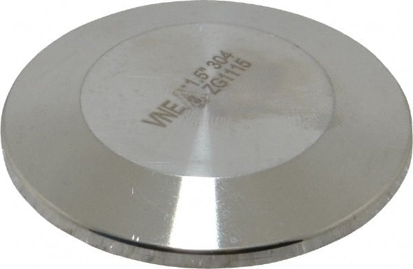 VNE - 1-1/2", Clamp Style, Sanitary Stainless Steel Pipe End Cap - Tube OD Connection, Grade 304 - Exact Tooling