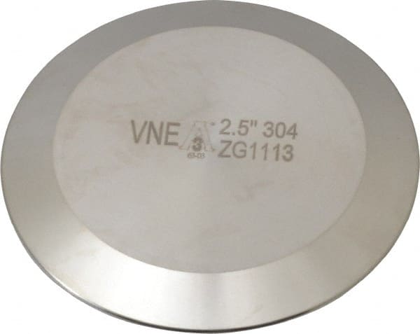 VNE - 2-1/2", Clamp Style, Sanitary Stainless Steel Pipe End Cap - Tube OD Connection, Grade 304 - Exact Tooling