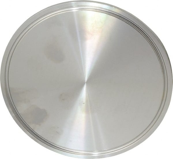 VNE - 4", Clamp Style, Sanitary Stainless Steel Pipe End Cap - Tube OD Connection, Grade 304 - Exact Tooling