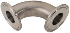 VNE - 1", Clamp Style, Sanitary Stainless Steel Pipe 90° Elbow - Tube OD Connection, Grade 316/316L - Exact Tooling