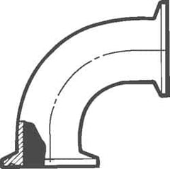 VNE - 3", Clamp Style, Sanitary Stainless Steel Pipe 90° Elbow - Tube OD Connection, Grade 316/316L - Exact Tooling