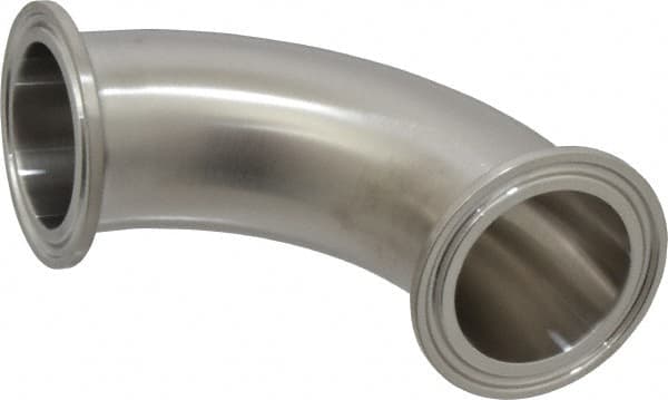 VNE - 1-1/2", Clamp Style, Sanitary Stainless Steel Pipe 90° Elbow - Tube OD Connection, Grade 316/316L - Exact Tooling