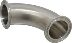 VNE - 1-1/2", Clamp Style, Sanitary Stainless Steel Pipe 90° Elbow - Tube OD Connection, Grade 316/316L - Exact Tooling