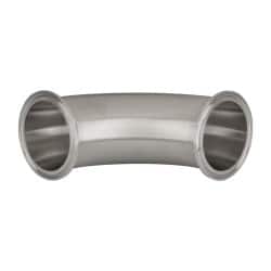 VNE - 2-1/2", Clamp Style, Sanitary Stainless Steel Pipe 90° Elbow - Tube OD Connection, Grade 316/316L - Exact Tooling