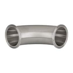 VNE - 2-1/2", Clamp Style, Sanitary Stainless Steel Pipe 90° Elbow - Tube OD Connection, Grade 316/316L - Exact Tooling