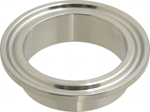 VNE - 1-1/2", Clamp Style, Sanitary Stainless Steel Pipe Short Welding Ferrule - Tube OD Connection, Grade 304 - Exact Tooling