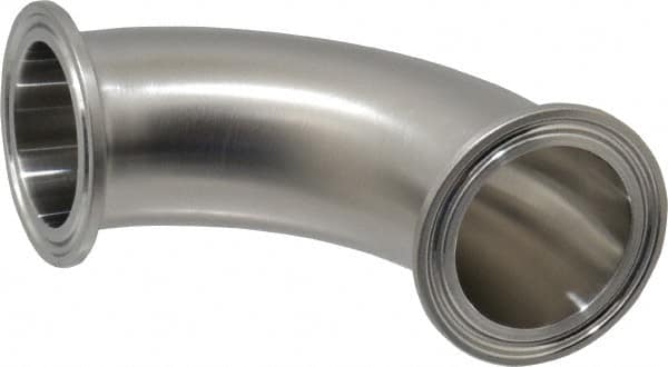 VNE - 1-1/2", Clamp Style, Sanitary Stainless Steel Pipe 90° Elbow - Tube OD Connection, Grade 304 - Exact Tooling