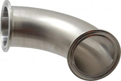 VNE - 2", Clamp Style, Sanitary Stainless Steel Pipe 90° Elbow - Tube OD Connection, Grade 304 - Exact Tooling