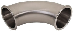 VNE - 4", Clamp Style, Sanitary Stainless Steel Pipe 90° Elbow - Tube OD Connection, Grade 304 - Exact Tooling