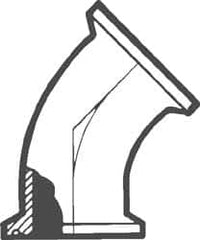 VNE - 1", Clamp Style, Sanitary Stainless Steel Pipe 45° Elbow - Tube OD Connection, Grade 304 - Exact Tooling