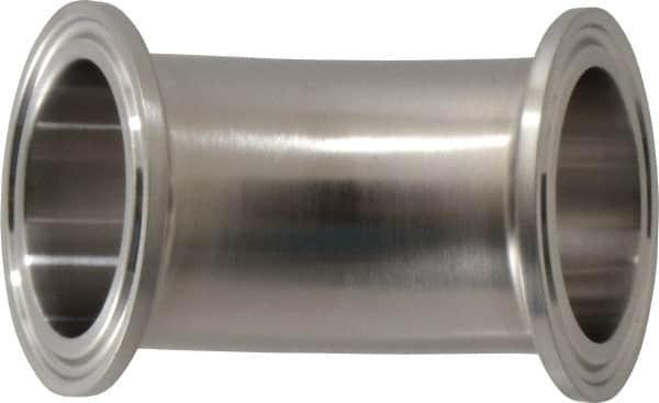 VNE - 1-1/2", Clamp Style, Sanitary Stainless Steel Pipe 45° Elbow - Tube OD Connection, Grade 304 - Exact Tooling