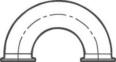 VNE - 2", Clamp Style, Sanitary Stainless Steel Pipe 180° U Bend - Tube OD Connection, Grade 316/316L - Exact Tooling