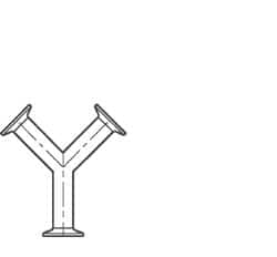 VNE - 1-1/2", Clamp Style, Sanitary Stainless Steel Pipe True Y - Tube OD Connection, Grade 304 - Exact Tooling