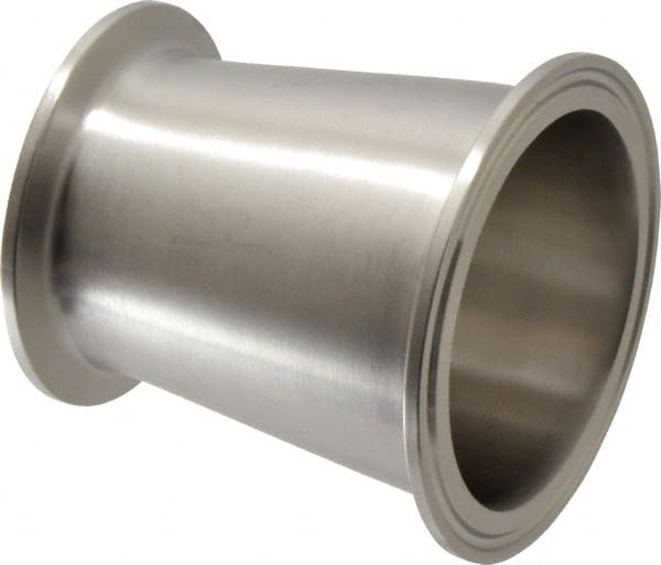 VNE - 2-1/2 x 2", Clamp Style, Sanitary Stainless Steel Pipe Concentric Reducer - Tube OD Connection, Grade 304 - Exact Tooling