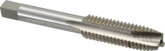 Interstate - 7/16-14 UNC, 3 Flute, Bright Finish, High Speed Steel Spiral Point Tap - Plug Chamfer, Right Hand Thread, 3-5/32" OAL, 1-7/16" Thread Length - Exact Tooling