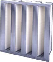 Made in USA - 24" Noml Height x 24" Noml Width x 12" Noml Depth, 85% Capture Efficiency, V-Bank Mini-Pleat Air Filter - MERV 13, Microfiberglass, Integrated Plastic Frame, 500 Max FPM, 2,000 CFM, For Any Unit - Exact Tooling