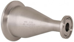 VNE - 1-1/2 x 1/2", Clamp Style, Sanitary Stainless Steel Pipe Concentric Reducer - Tube OD Connection, Grade 316/316L - Exact Tooling