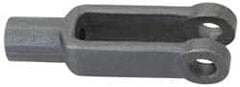 Jergens - 3/4-10 Thread, 1-5/8" Yoke Width, Carbon Steel, Tapped Yoke - 3/4" Hole Diam, 4-9/16" Hole Center to Neck, 1-7/16" Yoke Arm Height, 1-1/4" Neck Diam, 1-1/2" Neck Length, 6-1/16" OAL - Exact Tooling