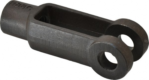 Jergens - 3/4-10 Thread, 1-1/2" Yoke Width, Carbon Steel, Tapped Yoke - 5/8" Hole Diam, 2-3/4" Hole Center to Neck, 1-3/8" Yoke Arm Height, 1-1/8" Neck Diam, 1-1/4" Neck Length, 4" OAL - Exact Tooling