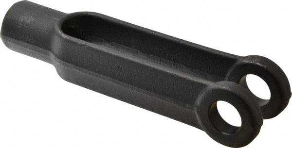 Jergens - 1-8 Thread, 2-1/8" Yoke Width, Carbon Steel, Tapped Yoke - 1" Hole Diam, 6" Hole Center to Neck, 1-15/16" Yoke Arm Height, 1-5/8" Neck Diam, 2" Neck Length, 8" OAL - Exact Tooling