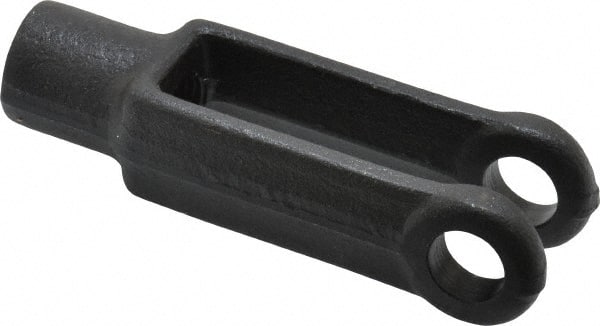 Jergens - 7/16-20 Thread, 1" Yoke Width, Carbon Steel, Tapped Yoke - 7/16" Hole Diam, 1-7/8" Hole Center to Neck, 13/16" Yoke Arm Height, 23/32" Neck Diam, 1" Neck Length, 2-7/8" OAL - Exact Tooling