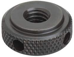 Jergens - 3/4-10" UNC Thread, Black Oxide Finish, Steel Round Knurled Check Nut - 9/16" Overall Height, 1-3/4" Head Diam, 1-1/2" Base Diam - Exact Tooling