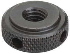 Gibraltar - 3/8-16" UNC Thread, Black Oxide Finish, Steel Round Knurled High Torque Check Nut - 3/8" Overall Height, 1" Head Diam, 3/4" Base Diam - Exact Tooling